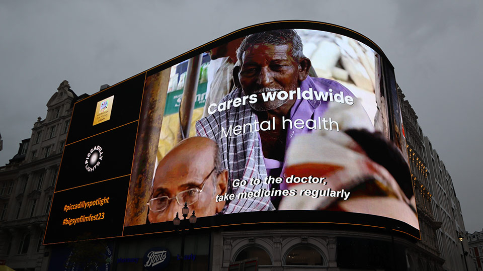 Carers Worldwide London's iconic Piccadilly Lights