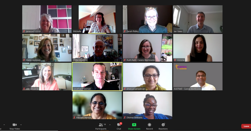 Image of our trustees and staff on a zoom call