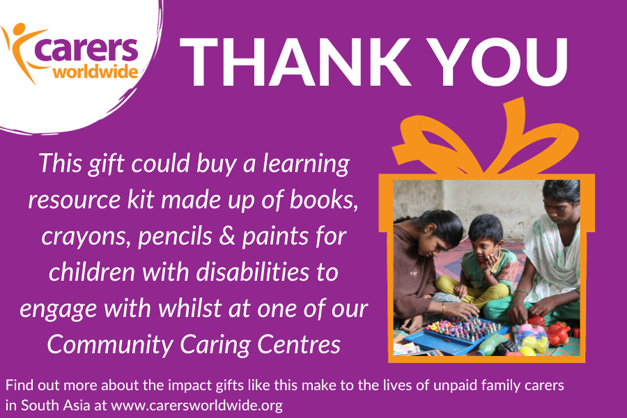  Carers Worldwide sample gift card